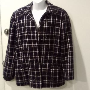 Oversized Wool Blend Vintage Plaid Blazer w/ Shimmer
